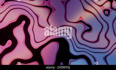 Psychedelische Konturen: Wandern Durch Die Bunte Topographie Stockfoto