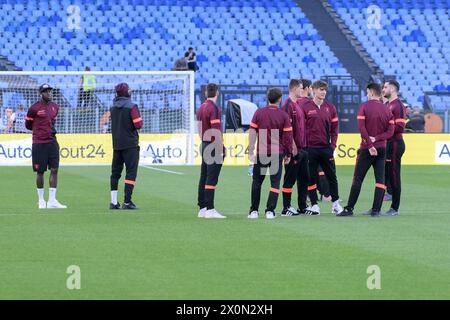 April 2024, Stadio Olimpico, Roma, Italien; Fußball der Serie A; Lazio gegen Salernitana; die US-amerikanischen Fußballspieler Salernitana während des Vorspiels Lazio-Salernitana im Olimpico-Stadion Stockfoto