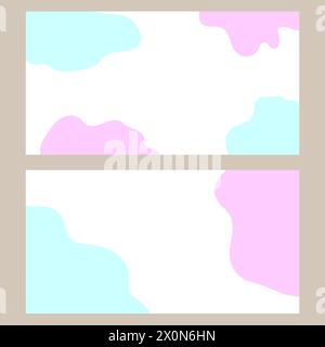 Visitenkarten-Design-Vorlage mit abstraktem pastellblauem rosa fließendem Hintergrund. Stock Vektor