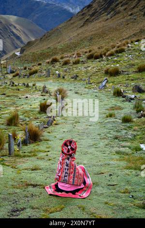 Peru, Provinz Cuzco, Heiliges Tal der Inkas, Andengemeinschaft, junges Quechua-Mädchen Stockfoto