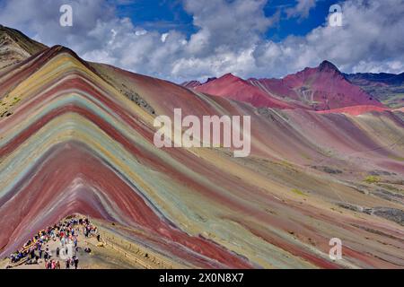 Peru, Provinz Cuzco, Vinicunca, Montana de Siete Colores oder Rainbow Mountain Stockfoto