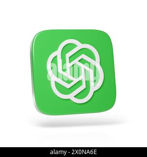 Buenos Aires, Argentinien; 5. April 2024: OpenAI-Logo isoliert auf weißem Hintergrund. Stockfoto