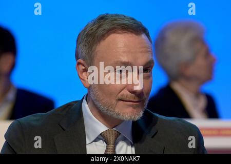 77. Ordentlicher Landesparteitag der FDP NRW am 13.04.2024 in der Mercatorhalle in Duisburg Christian Lindner ( Bundesvorsitzender der FDP, Bundesminister der Finanzen ) Foto: Revierfoto Stockfoto