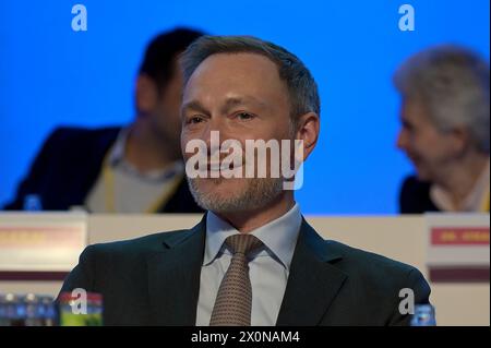 77. Ordentlicher Landesparteitag der FDP NRW am 13.04.2024 in der Mercatorhalle in Duisburg Christian Lindner ( Bundesvorsitzender der FDP, Bundesminister der Finanzen ) Foto: Revierfoto Stockfoto