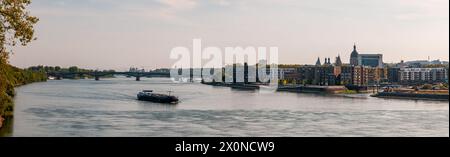 Blick entlang des Rheins nach Mainz in Rheinland-Pfalz, Deutschland Stockfoto