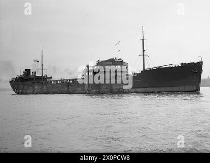 Der norwegische Tanker Thorhild legte am 22. April 1942 in Liverpool an. Stockfoto