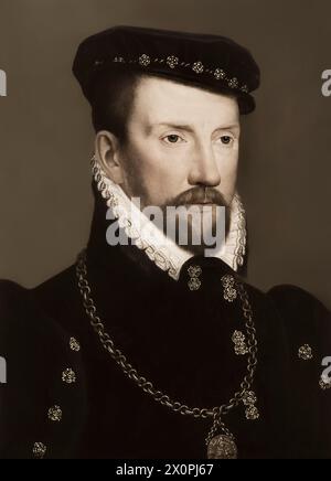 Gaspard II de Coligny, Comte de Coligny, 1519–1572, französischer Hugenottenführer, digital nach einem Gemälde von Francois Dubois bearbeitet Stockfoto