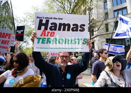 London, England, Großbritannien. April 2024. Gegenproteste gegen den nationalmarsch für Palästina. (Kreditbild: © Joao Daniel Pereira/ZUMA Press Wire) NUR REDAKTIONELLE VERWENDUNG! Nicht für kommerzielle ZWECKE! Stockfoto