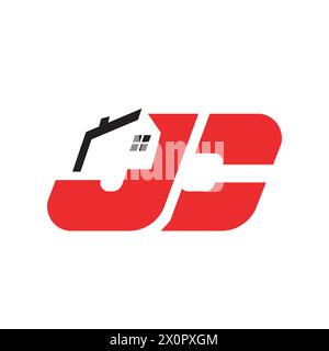 JC House Symbol einfaches Logo. Abstrakter Anfangsbuchstabe JC Haus Immobilien Logo Vektor. Das Logo ist geeignet für Wohnungen, Immobilien, Bauwesen usw. Stock Vektor