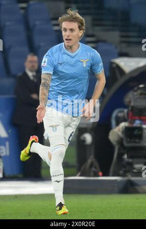 Rom, Italien. April 2024. Nicolò Rovella von SS Lazio während des Serie A Spiels zwischen SS Lazio und US Salernitana 1919 im Olimpic Stadium am 12. April 2024 in Rom, italien Endpunktzahl 4-1 (Foto: Agostino Gemito/Pacific Press) Credit: Pacific Press Media Production Corp./Alamy Live News Stockfoto