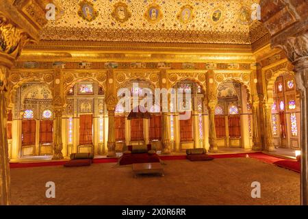 Innenräume des Historial Mehrangarh Fort in Jodhpur, Rajasthan Stockfoto