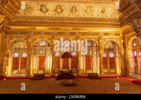 Innenräume des Historial Mehrangarh Fort in Jodhpur, Rajasthan Stockfoto