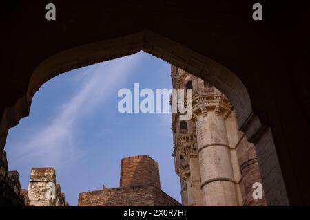 Historisches Mehrangarh Fort in Jodhpur, Rajasthan Stockfoto