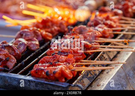 Gegrilltes Hühnchenfleisch auf dem Grill Stockfoto
