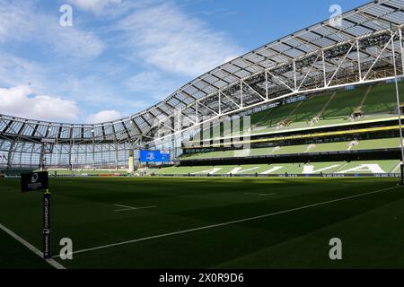 Aviva Stadium, Dublin, Irland. April 2024. Investec Champions Cup Rugby, Leinster gegen La Rochelle; Blick auf das Aviva Stadium vor dem Start Credit: Action Plus Sports/Alamy Live News Stockfoto