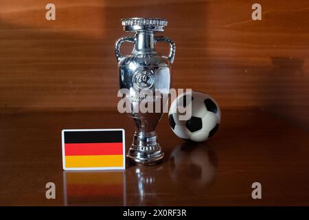 27. Februar 2024 In Berlin. Die Flagge Deutschlands ist Austragungsort der Fußball-Europameisterschaft 2024. Stockfoto