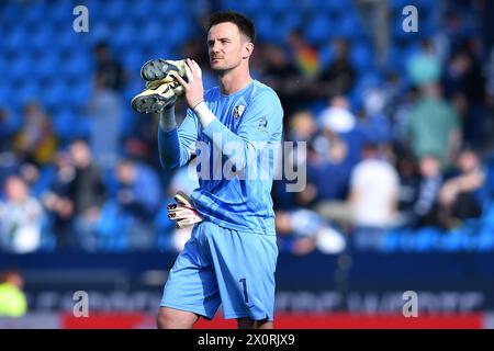 Fußball 1. Bundesliga 29. Spieltag VfL Bochum - 1. FC Heidenheim am 13.04.2024 im Vonovia Ruhrstadion Bochum Manuel Riemann ( Bochum ) DFL-Vorschriften verbieten jede Verwendung von Fotografien als Bildsequenzen und/oder Quasi-Video. Foto: Revierfoto Stockfoto