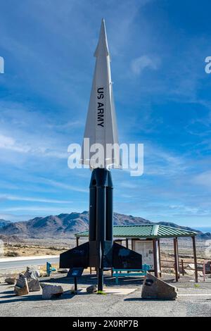 US Army Nike-Hercules Rakete am San Agustin Pass, dem offiziellen Panoramablick auf White Sands NM Stockfoto