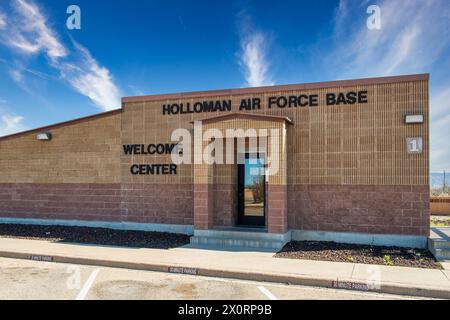 Hollowman Air Force Base Welcome Center vor den Toren von Alamogordo in New Mexico Stockfoto