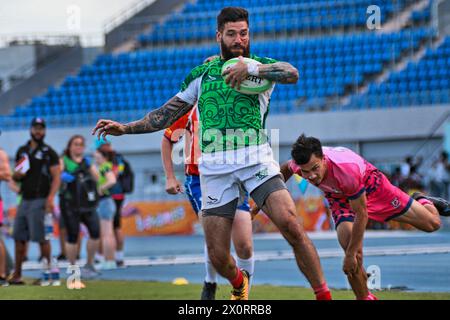 Die Männer 2022 Rugby LIEFERTEN das Sieben Qualifikationsturnier auf den Bahamas. Mexiko gegen Bermuda im Rugby 2022 LIEF DIE Sieben Qualifikation Stockfoto