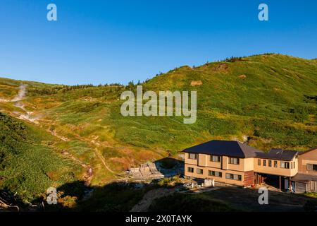 Mount Hachimantai, Toshichi Onsen Saiunso, heiße Quelle, Morgen, Stadt Hachimantai, Iwate, Japan, Ostasien, Asien Stockfoto