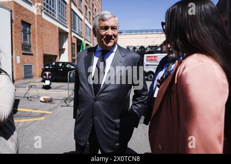 Mailand, Italien. April 2024. Mailand, der Generalstaatsanwalt der Wirtschaft, organisiert von Forza Italia in den East End Studios. Auf dem Foto: Antonio Tajani Credit: Independent Photo Agency/Alamy Live News Stockfoto