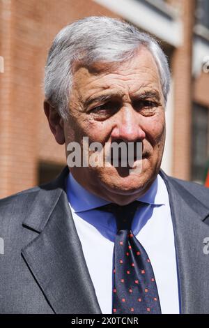 Mailand, Italien. April 2024. Mailand, der Generalstaatsanwalt der Wirtschaft, organisiert von Forza Italia in den East End Studios. Auf dem Foto: Antonio Tajani Credit: Independent Photo Agency/Alamy Live News Stockfoto