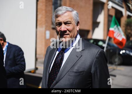 Mailand, Italien. April 2024. Mailand, der Generalstaatsanwalt der Wirtschaft, organisiert von Forza Italia in den East End Studios. Auf dem Foto: Antonio Tajani Credit: Independent Photo Agency/Alamy Live News Stockfoto