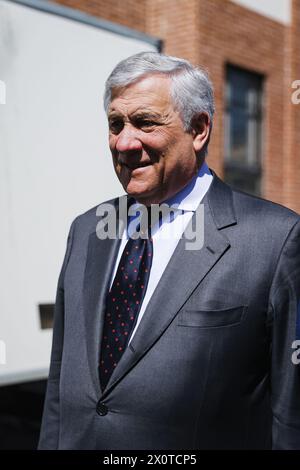 Mailand, Italien. April 2024. Mailand, der Generalstaatsanwalt der Wirtschaft, organisiert von Forza Italia in den East End Studios. Auf dem Foto: Antonio Tajani Credit: Independent Photo Agency/Alamy Live News Stockfoto