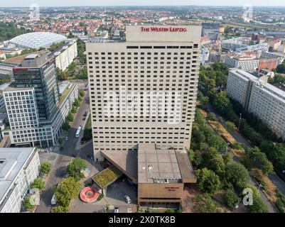 Leipzig Deutschland - 10. Juli 2023: Das Westin Leipzig Hotel in Leipzig. Stockfoto