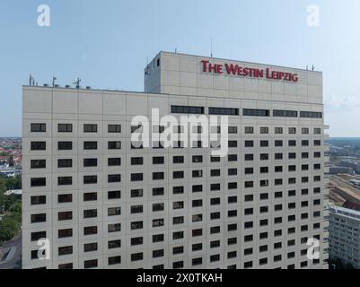 Leipzig Deutschland - 10. Juli 2023: Das Westin Leipzig Hotel in Leipzig. Stockfoto