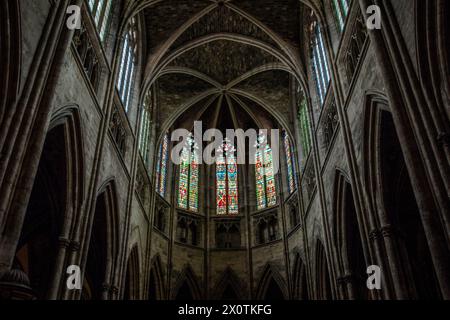 Die Innenräume der Primatialkirche St. Andreas von Bordeaux in der Stadt Bordeaux, Frankreich Stockfoto