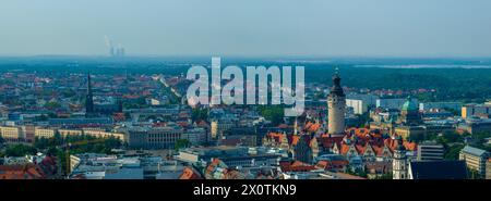 Panoramablick über die Stadt Leipzig in Leipzig, Sachsen, Deutschland. Stockfoto