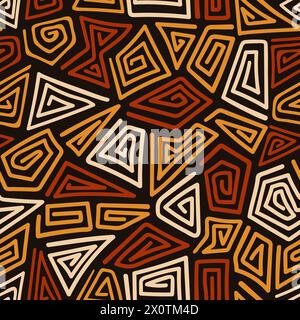 Nahtloses, handgezeichnetes geometrisches Muster. Vektor Aquarell afrikanischer ethnischer Druck Stock Vektor