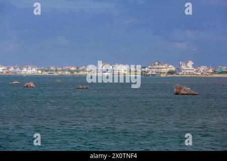 Outer Banks, North Carolina.  Pamlico Sound, Approaching Hatteras Dorf auf der Ocracoke ferry. Stockfoto