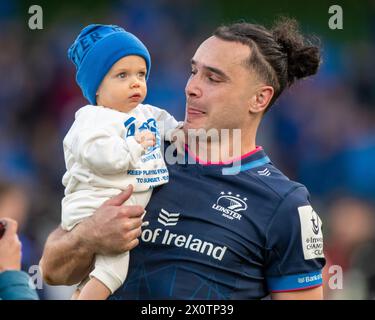 Dublin, Irland. April 2024. Jamies Lowe of Leinster nach dem Investec Champions Cup, Viertelfinalspiel zwischen Leinster Rugby und Stade Rochelais im Aviva Stadium in Dublin, Irland am 13. April 2024 (Foto: Andrew SURMA/ Credit: SIPA USA/Alamy Live News Stockfoto