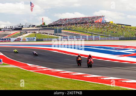 13. April 2024; Circuit of the Americas, Austin, Texas, USA; MotoGP Red Bull Grand Prix des Americas Qualifying Day 2024; Francesco Bagnaia, Brad Binder während des Sprint-Rennens Stockfoto