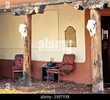 Eingang zur Canyon Road, Santa Fe, New Mexico Kunstgalerie. Stockfoto