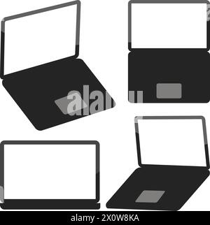 Modernes Laptop Mockup Set auf weißem Hintergrund: Realistische und vielseitige Laptop Mockups Stock Vektor