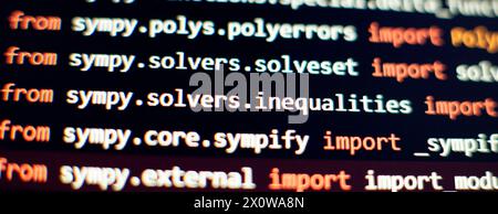 IT-Geschäft. Python Code Computer-Bildschirm. Design-Konzept für mobile Anwendungen. Stockfoto