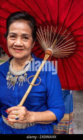 Songkram Thai Buddhist Neujahrsparade, Segen und Wasserschlachten in Chiang Mai, Thailand Stockfoto