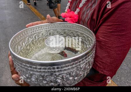 Songkram Thai Buddhist Neujahrsparade, Segen und Wasserschlachten in Chiang Mai, Thailand Stockfoto