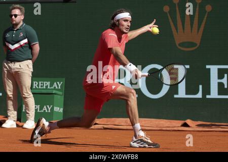 Stefanos Tsitsipas aus Griechenland während des siebten Tages des Rolex Monte-Carlo 2024, ATP Masters 1000 Tennis-Events am 13. April 2024 im Monte-Carlo Country Club in Roquebrune Cap Martin, Frankreich Stockfoto