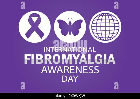 Internationaler Fibromyalgie-Bewusstseinstag. Gesundheitskonzept. Vorlage für Hintergrund, Banner, Karte, Poster mit Textbeschriftung. Vektorabbildung Stock Vektor