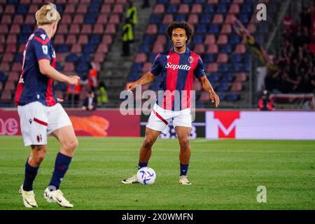 Joshua Zirkzee (Bologna FC) während des italienischen Meisterschaftsspiels Serie A zwischen Bologna FC und AC Monza am 13. April 2024 im Dall'Ara Stadium in Bologna, Italien - Credit: Luca Rossini/E-Mage/Alamy Live News Stockfoto