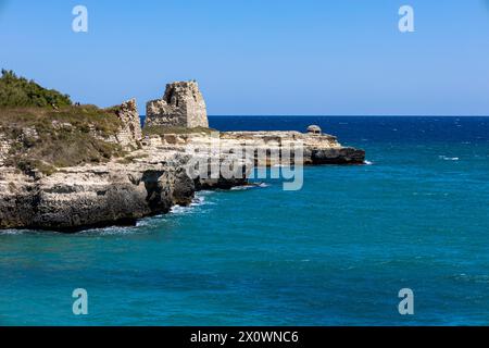 Turm von Maradico in Roca Vecchia, Melendugno, Provinz Lecce, Apulien, Italien Stockfoto