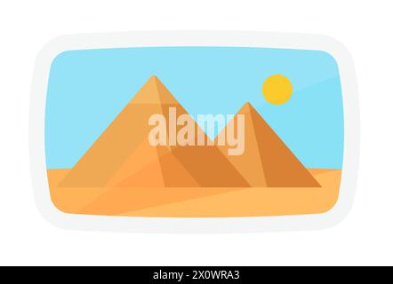 Ägyptische Pyramiden in Wüstenlandschaft, abstrakte Reise-Aufkleber-Vektor-Illustration Stock Vektor
