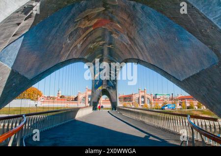 Matadero-Brücke. Madrid Rio, Madrid, Spanien. Stockfoto