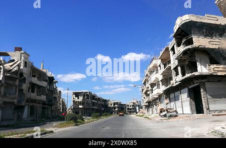 Die zerstörten Gebäude in Homs, Syrien 2018 Stockfoto