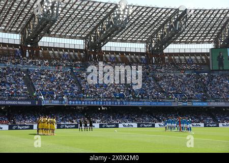 Neapel, Italien. April 2024. Während des Fußballspiels der Serie A zwischen Napoli und Frosinone im Diego Armando Maradona Stadium in Neapel, Nordwesten Italiens - Samstag, den 14. April 2024. Sport - Fußball . (Foto: Alessandro Garofalo/Lapresse) Credit: LaPresse/Alamy Live News Stockfoto